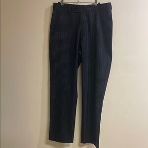 Versace Pin Striped Black Trousers with Classic Straight-Leg Wool Size 50/14